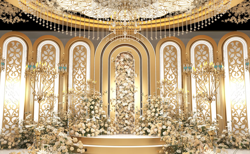 德令哈香槟色调婚礼堂效果展示